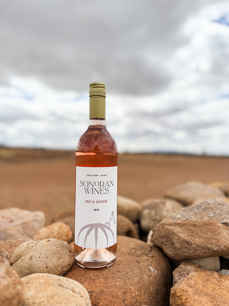 Bottle of wine in outside setting